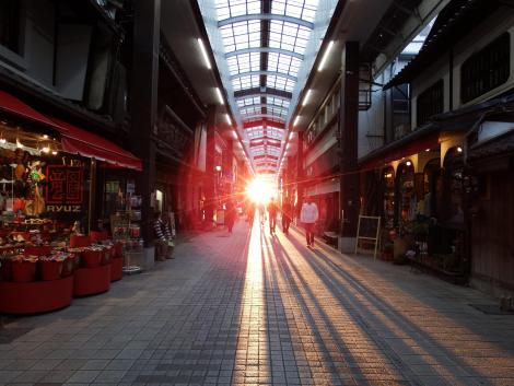 大手門通商店街の夕陽