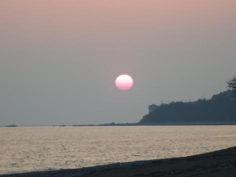 岩代の浜の夕日