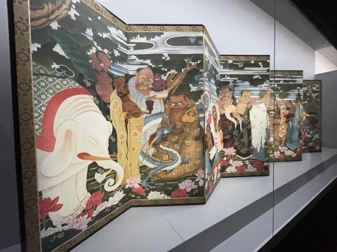 釈迦十六羅漢図屏風復元