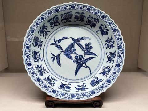 重要文化財 青花枇杷鳥文盤