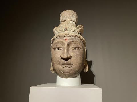 文殊菩薩騎獅像頭部