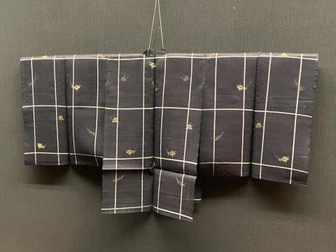 紺地格子虫尽文長絹