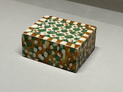 三彩印花 花文 枕